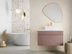 Roze Gestreept Hangmeubel Voor Badkamer Met Wastafel Om Erop Te Plaatsen - 80 Cm - Satara
