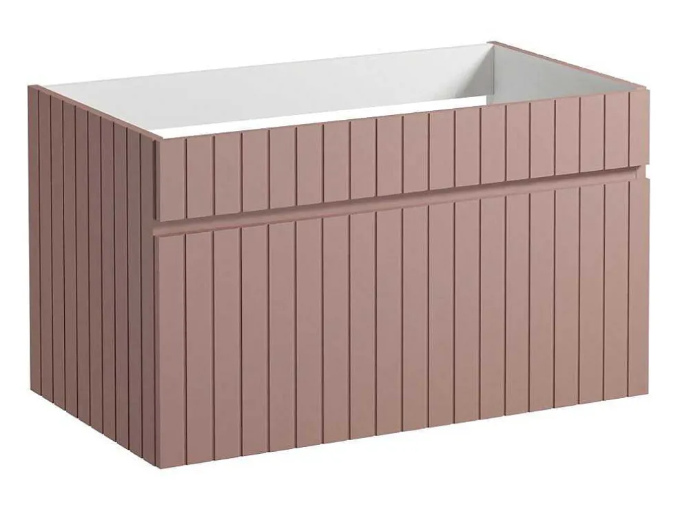 Roze Hangmeubel Met Strepen Voor Onder Wastafel Met Plank - 80 Cm - Satara