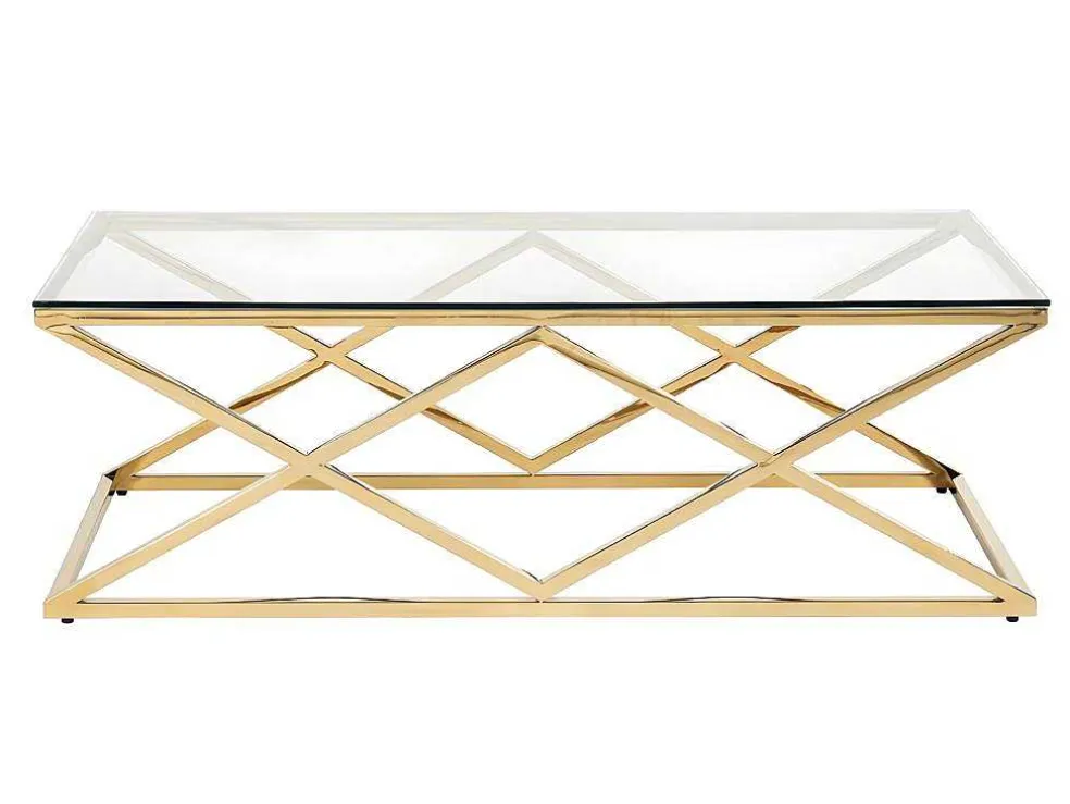 Salontafel Charlotte - Gehard Glas En Staal - Goudkleurig - Van Pascal Morabito