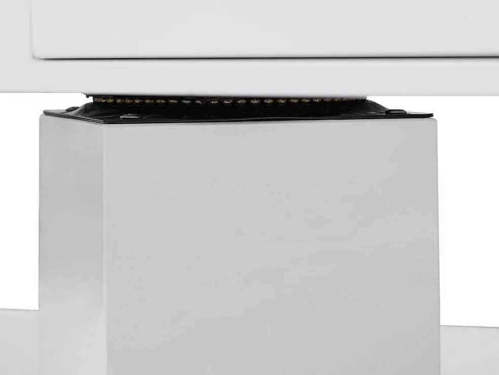 Salontafel Met Draaibaar Tafelblad, 2 Lades En 2 Nissen - Mdf - Wit Gelakt - Ilya