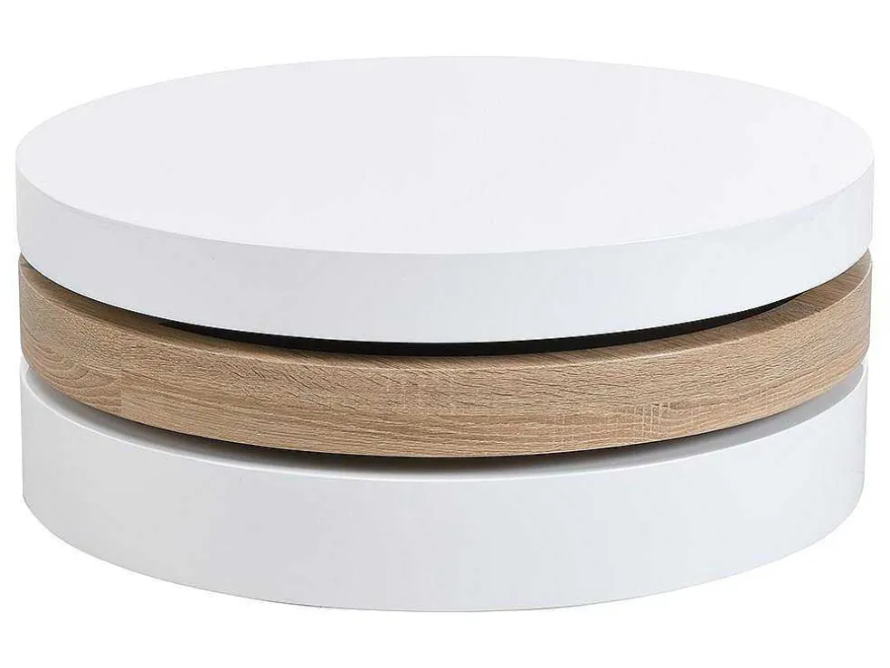 Salontafel Met Draaiblad Janita - Mdf - Eik En Wit