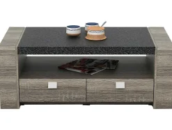 Salontafel Meteorite - 2 Laden - Mdf Blad Met Granieteffect