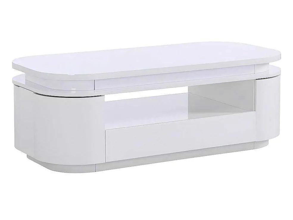 Salontafel Met 4 Kasten En 1 Lade - Leds - Mdf - Witgelakt - Vandana