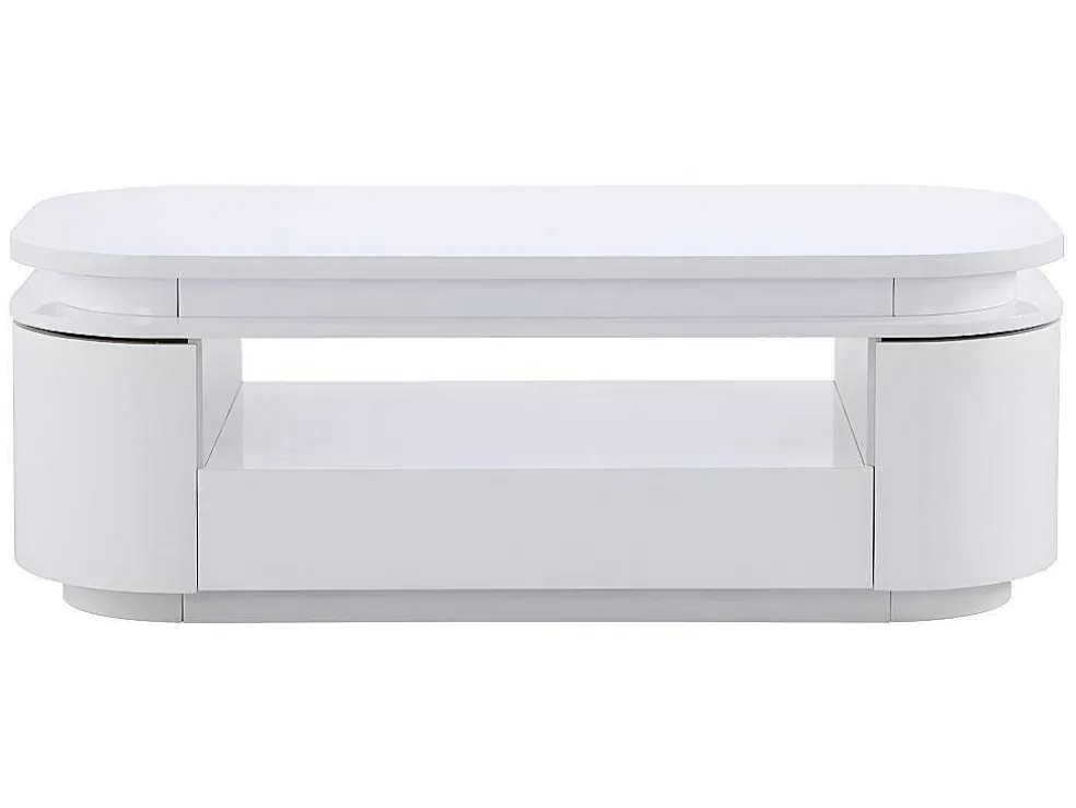 Salontafel Met 4 Kasten En 1 Lade - Leds - Mdf - Witgelakt - Vandana