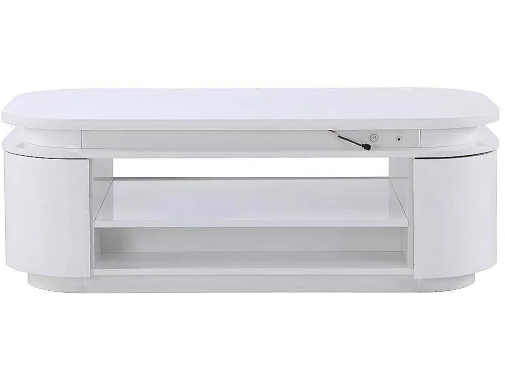 Salontafel Met 4 Kasten En 1 Lade - Leds - Mdf - Witgelakt - Vandana