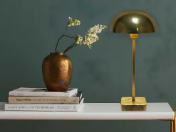Schemerlamp Champignon Met Art-Decostijl Amanite - Marmer En Ijzer - 24,5 X 24,5 X 52 Cm - Goudkleurig