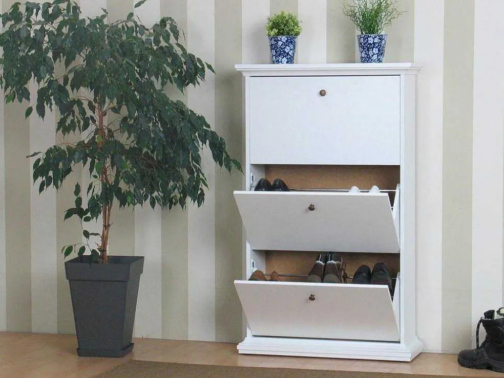 Schoenenkast Wit Venetie Met 3 Kleppen.