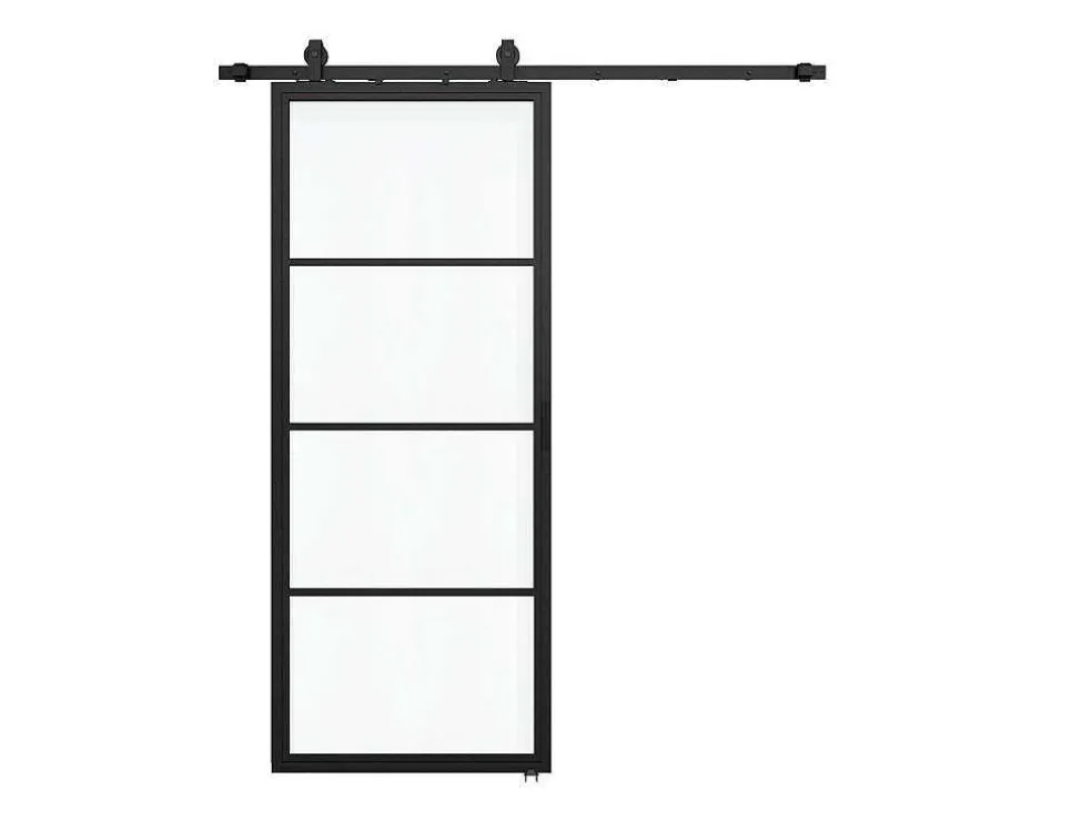 Schuifdeur Sinca - H205 X B83 Cm - Gehard Glas En Aluminium