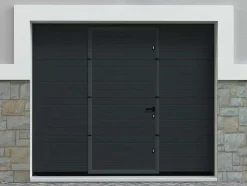 Sectionale Garagedeur - Gegroefd Effect - Centrale Loopdeur - Antraciet - Automatisch - Noria