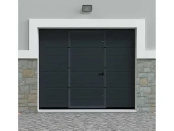 Sectionale Garagedeur - Gegroefd Effect - Centrale Loopdeur - Antraciet - Automatisch - Noria