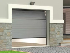Sectionale Garagedeur Grijs Gegroefd Effect Met Somfy Motor - Noria