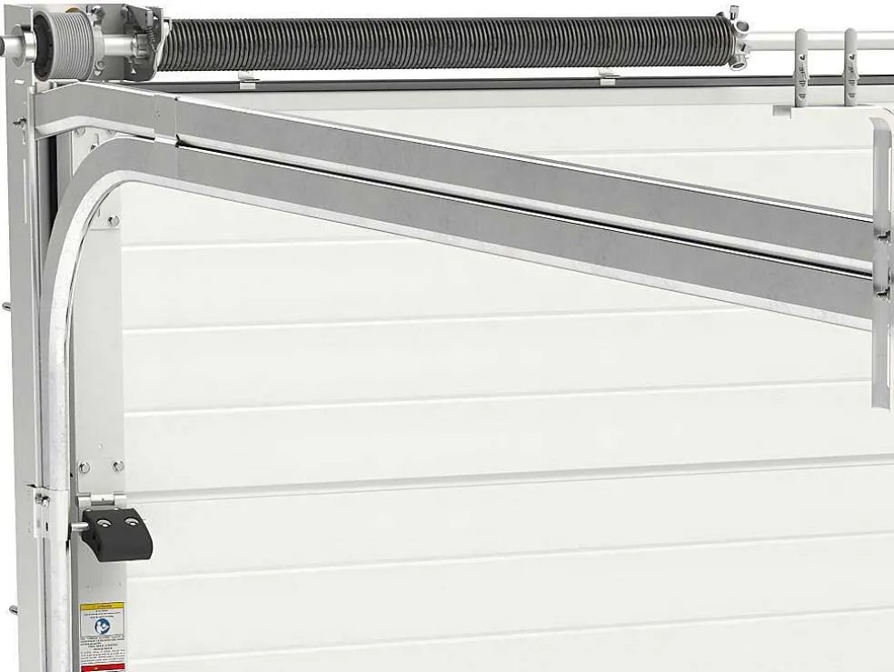 Sectionale Garagedeur Met Gegroefd Effect En Centrale Grijze Loopdeur Met Motor - Noria