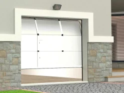 Sectionale Garagedeur Met Glad Effect En Centrale Witte Loopdeur Met Motor - Lavega