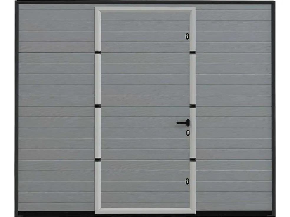 Sectionale Garagedeur Met Groefeffect Centrale Deur Grijs Met Somfy Motor - Noria