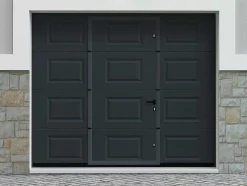 Sectionale Garagedeur Met Somfy Motor Met Centrale Antraciet Loopdeur - Caopas