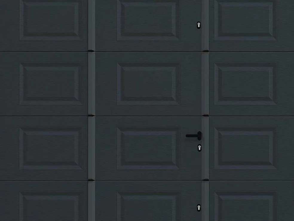 Sectionale Garagedeur Met Somfy Motor Met Centrale Antraciet Loopdeur - Caopas