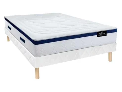 Set Bedbodem En Matras Pocketveren En Vormgeheugen Met Textuur Marquis Van Dreamea - Dikte 30 Cm - 140 X 190 Cm - Blauw