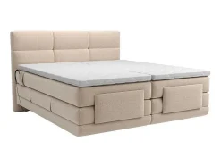 Set Boxspringbed Met Hoofdbord Met Capitons + Elektrische Relaxbedbodems + Matras + Dekmatras - 2 X 80 X 200 Cm - Beige - Lodi Van Palacio