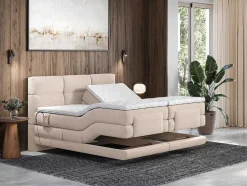 Set Boxspringbed Met Hoofdbord Met Capitons + Elektrische Relaxbedbodems + Matras + Dekmatras - 2 X 80 X 200 Cm - Beige - Lodi Van Palacio