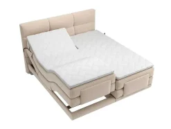 Set Boxspringbed Met Hoofdbord Met Capitons + Elektrische Relaxbedbodems + Matras + Dekmatras - 2 X 80 X 200 Cm - Beige - Lodi Van Palacio