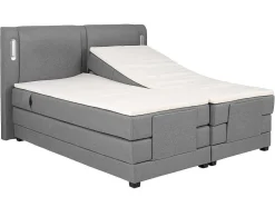 Set Boxspring + Hoofdbord Met Ledlampjes + Elektrische Relaxbedbodems + Matras + Topmatras - 2 X 80 X 200 Cm - Grijze Stof - Astemi Van Palacio