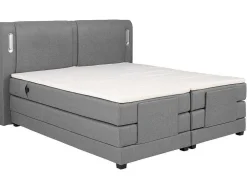 Set Boxspring + Hoofdbord Met Ledlampjes + Elektrische Relaxbedbodems + Matras + Topmatras - 2 X 80 X 200 Cm - Grijze Stof - Astemi Van Palacio