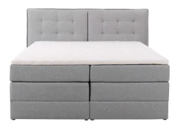 Set Boxspring Met Hoofdbord + Bedbodems Met Opbergruimte + Matras + Dekmatras - 160 X 200 Cm - Lichtgrijze Stof - Perama Van Palacio