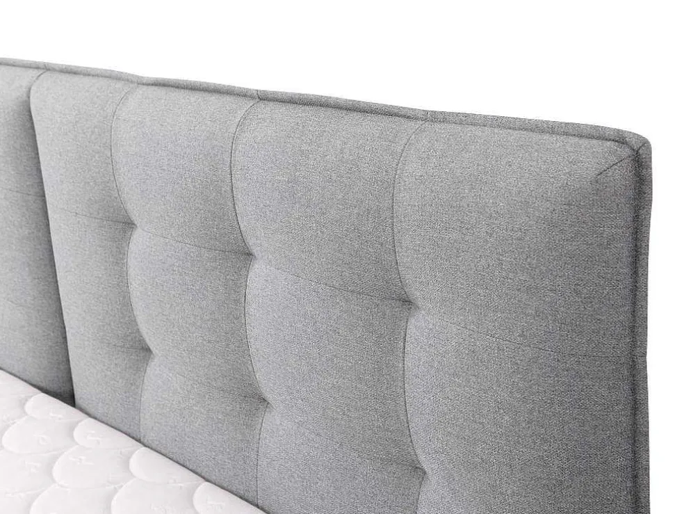 Set Boxspring Met Hoofdbord + Bedbodems Met Opbergruimte + Matras + Dekmatras - 160 X 200 Cm - Lichtgrijze Stof - Perama Van Palacio