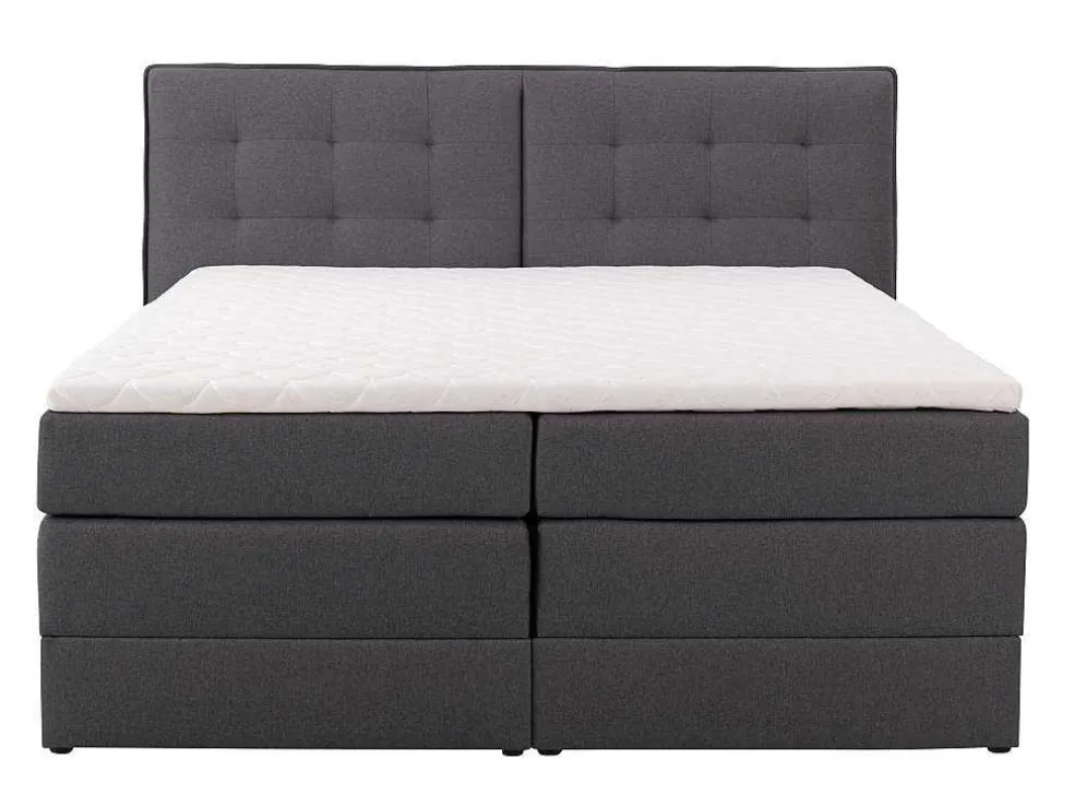 Set Boxspring Met Hoofdbord + Bedbodems Met Opbergruimte + Matras + Dekmatras - 160 X 200 Cm - Antracietkleurige Stof - Perama Van Palacio