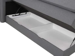 Set Boxspring Met Hoofdbord + Bedbodems Met Opbergruimte + Matras + Dekmatras - 180 X 200 Cm - Antracietkleurige Stof - Perama Van Palacio