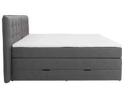 Set Boxspring Met Hoofdbord + Bedbodems Met Opbergruimte + Matras + Dekmatras - 180 X 200 Cm - Antracietkleurige Stof - Perama Van Palacio