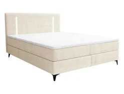 Set Boxspring Met Hoofdbord Met Ledverlichting + Bedbodem + Matras + Dekmatras - 180 X 200 Cm - Stof - Beige - Ono Van Ysmee