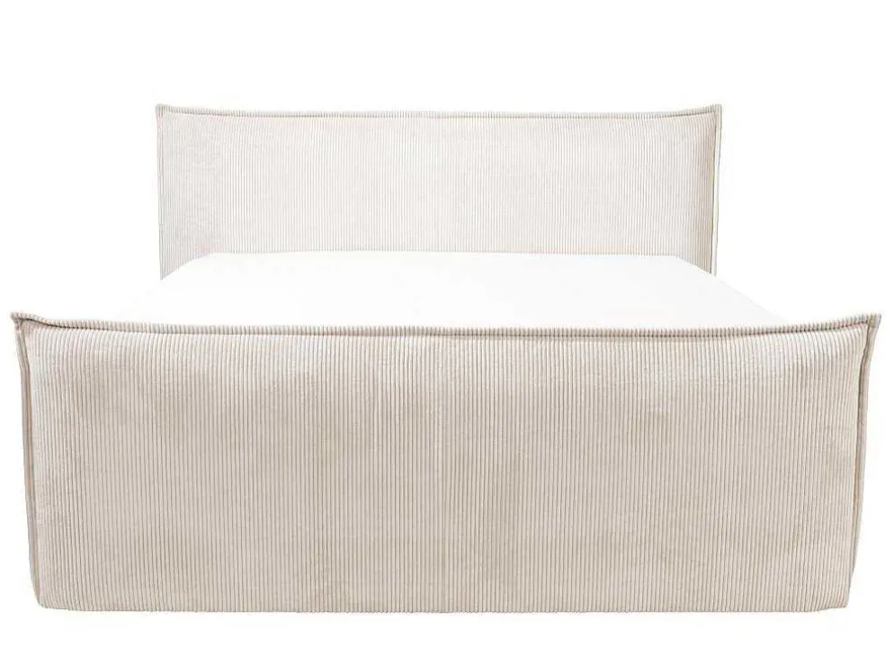Set Boxspring Met Hoofdeinde + Bedbodems Met Opbergruimte + Matras + Dekmatras - 2 X 80 X 200 Cm - Ivoorwit Ribfluweel - Rhoda Van Palacio