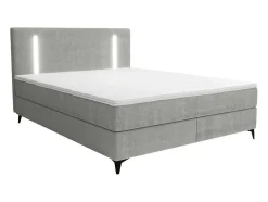 Set Complete Boxspring Met Hoofdbord Met Ledverlichting + Bedbodem + Matras + Dekmatras - 180 X 200 Cm - Stof - Grijs - Ono Van Ysmee