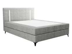 Set Complete Boxspring Met Hoofdbord Met Ledverlichting + Bedbodem + Matras + Dekmatras - 180 X 200 Cm - Stof - Grijs - Ono Van Ysmee