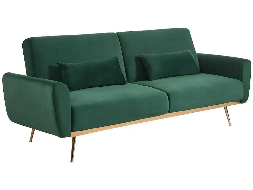 Set Donkergroene 3-Zitsslaapbank Launei En Taupekleurig Tapijt Dolce