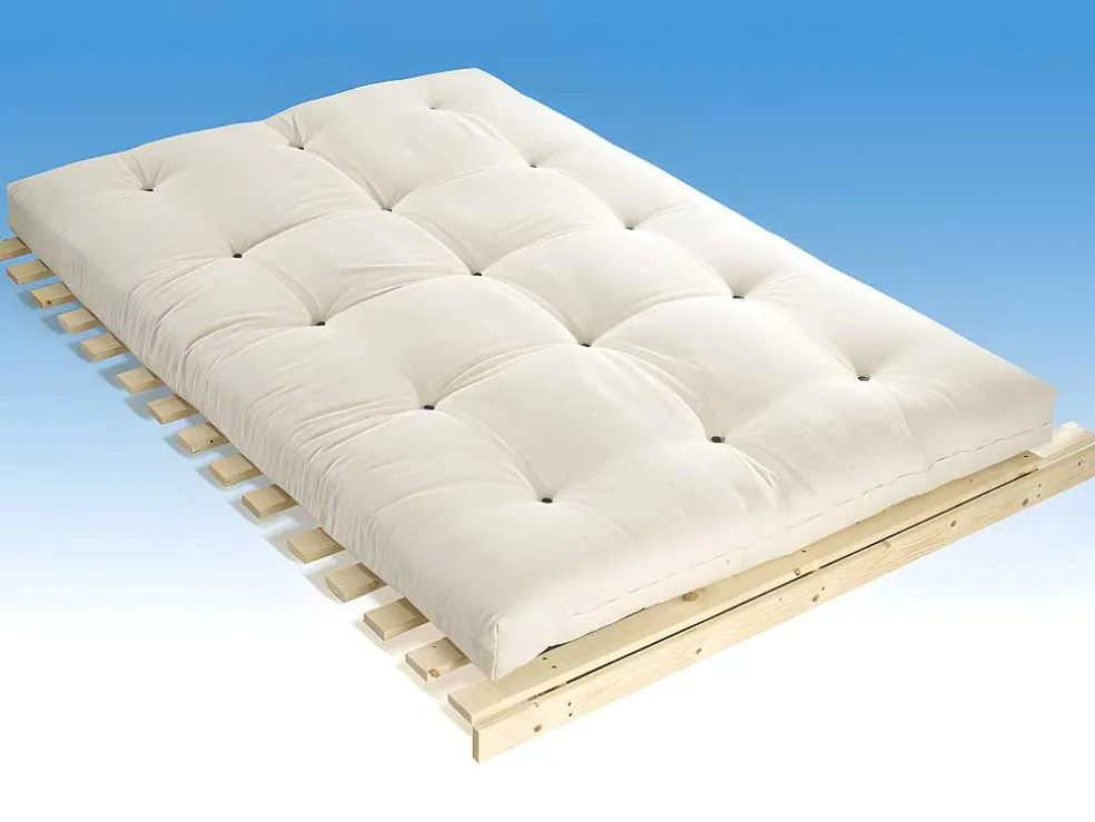 Set Lattenbodem + Futon 160 X 200 Cm - 100% Katoen - Shiva Van Dreamea - Ecru