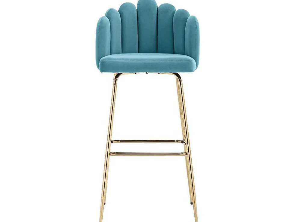 Set Van 2 Barkrukken - Fluweel En Metaal - Blauw