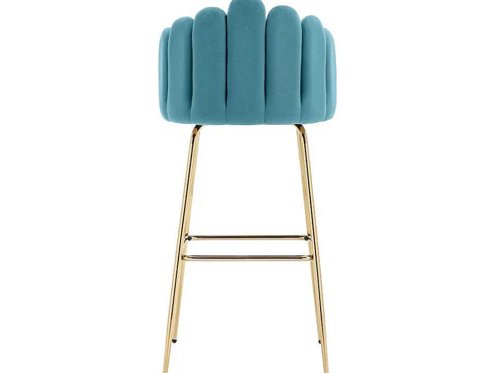 Set Van 2 Barkrukken - Fluweel En Metaal - Blauw