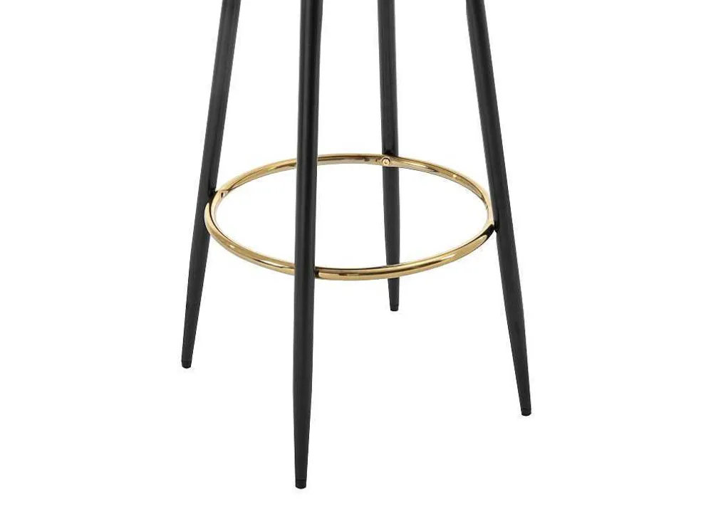 Set Van 2 Barkrukken Van Bouclestof En Zwart Staal - Wit En Goudkleurig - Belinio I
