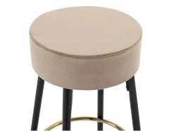 Set Van 2 Barkrukken Van Velours En Zwart Staal - Beige En Goudkleurig - Belinio I