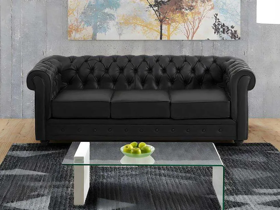 Set Van 2 Fauteuils Chesterfield Van Kunstleer - Wit