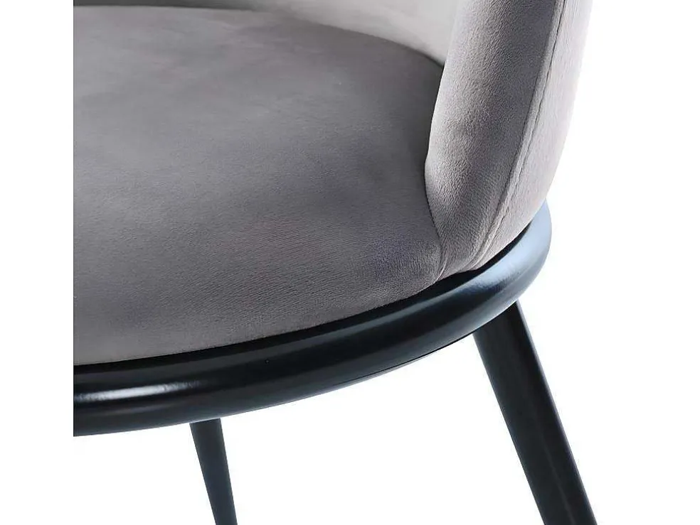 Set Van 2 Fluwelen Gestoffeerde Stoelen Met Rugleuning - Zwart Metalen Structuur - Grijs