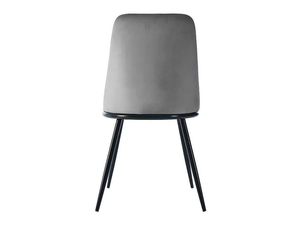 Set Van 2 Fluwelen Gestoffeerde Stoelen Met Rugleuning - Zwart Metalen Structuur - Grijs