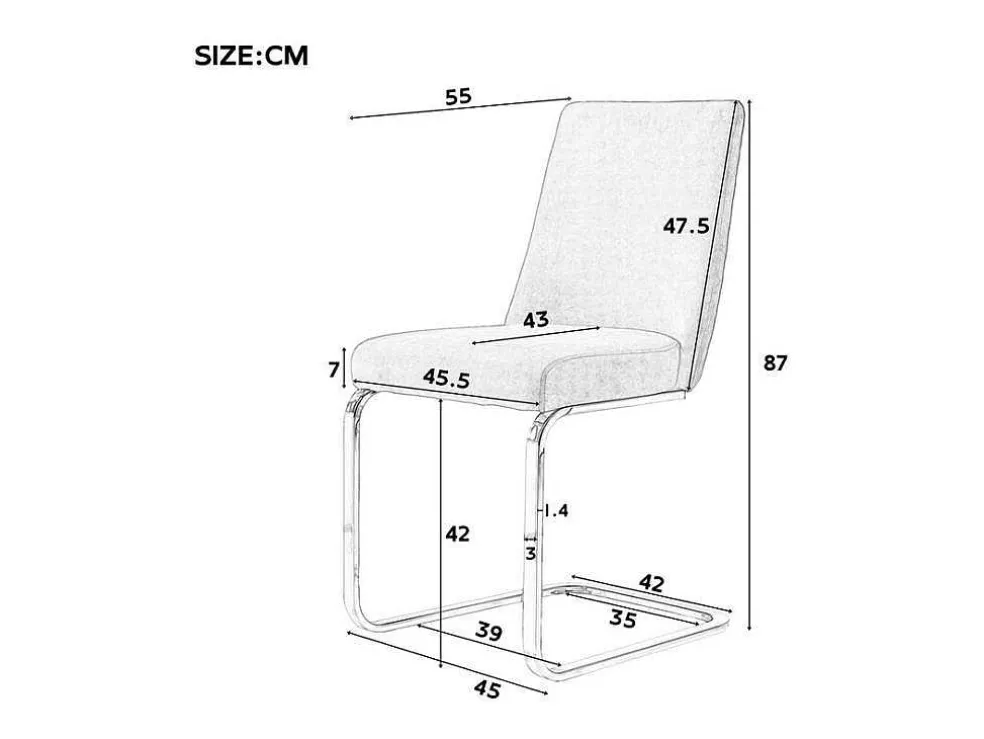 Set Van 4 Fluwelen Sledestoelen - Rugleuning Ruitpatroon - Onderstel Goudkleurig Metaal - Grijs