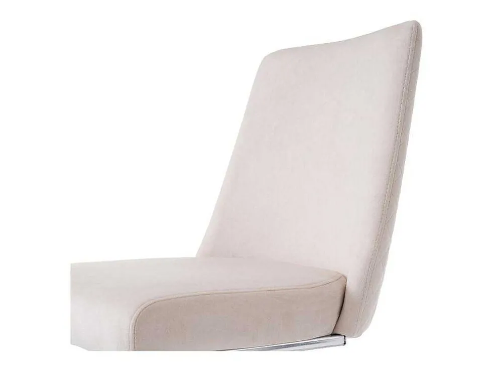 Set Van 4 Fluwelen Sledestoelen - Rugleuning Ruitpatroon - Onderstel Zilverkleurig Metaal - Beige