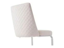 Set Van 2 Fluwelen Sledestoelen - Rugleuning Ruitpatroon - Onderstel Zilverkleurig Metaal - Beige