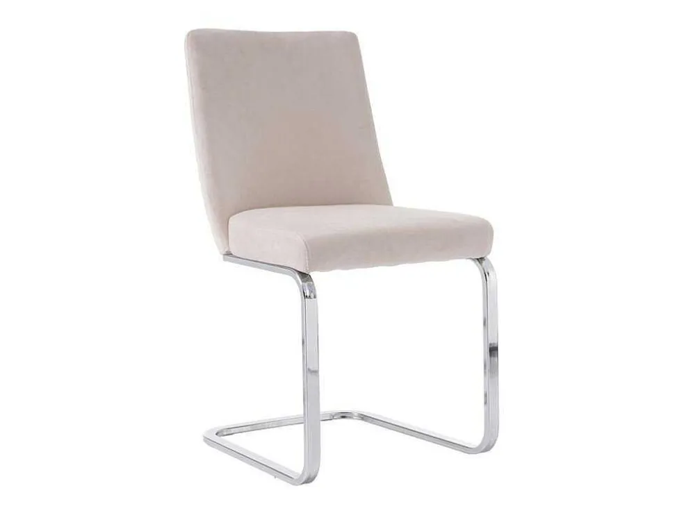 Set Van 2 Fluwelen Sledestoelen - Rugleuning Ruitpatroon - Onderstel Zilverkleurig Metaal - Beige