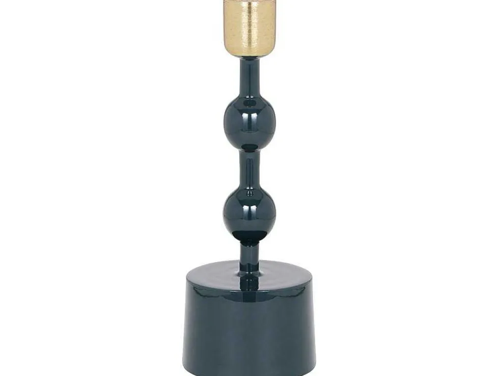 Set Van 2 Geemailleerde Aluminium Kandelaars - H.26,5 Cm En H.22 Cm - Eend Blauw - Parina