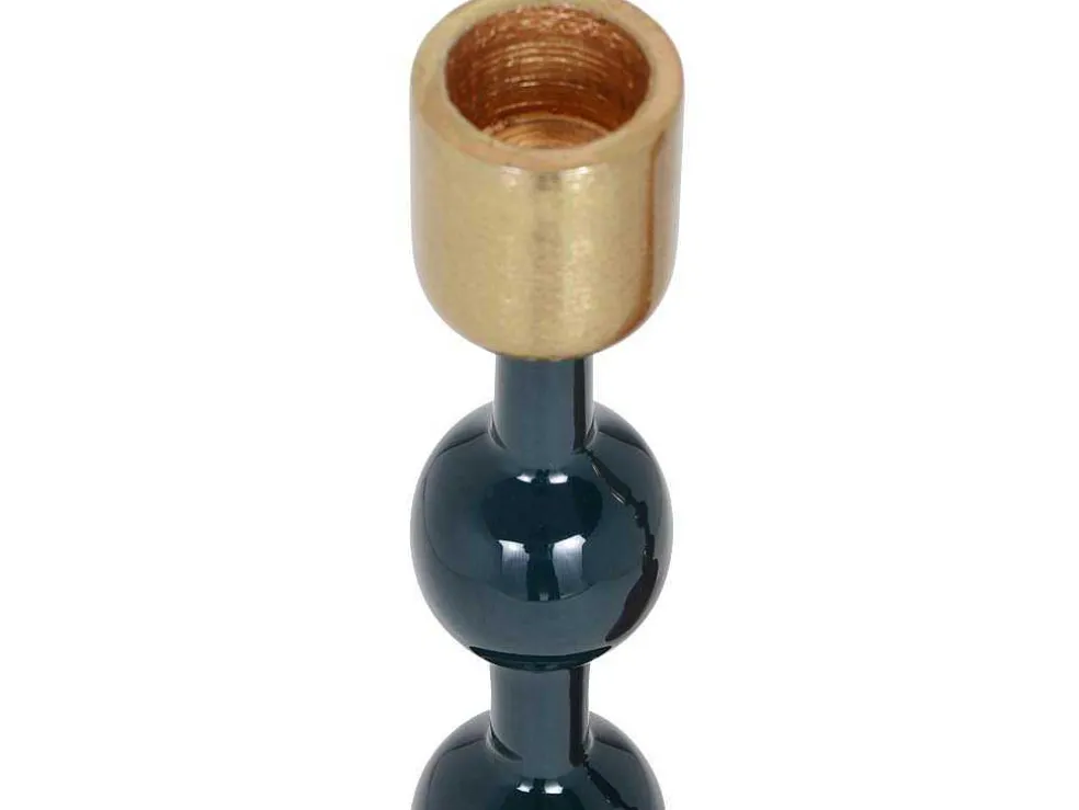 Set Van 2 Geemailleerde Aluminium Kandelaars - H.26,5 Cm En H.22 Cm - Eend Blauw - Parina